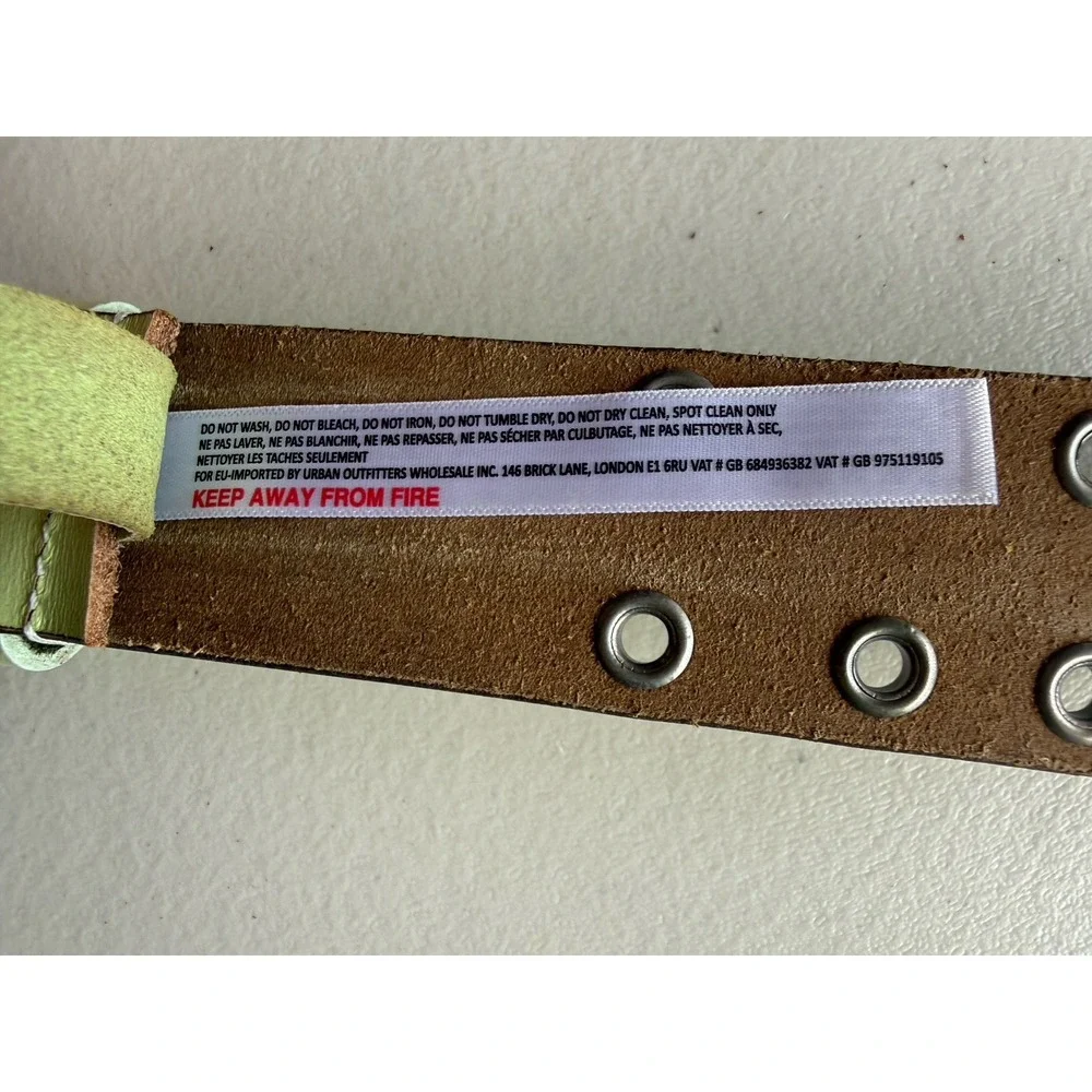 Free People Virgo Leather Belt XL Matcha Green Star Grommet Studded NWT